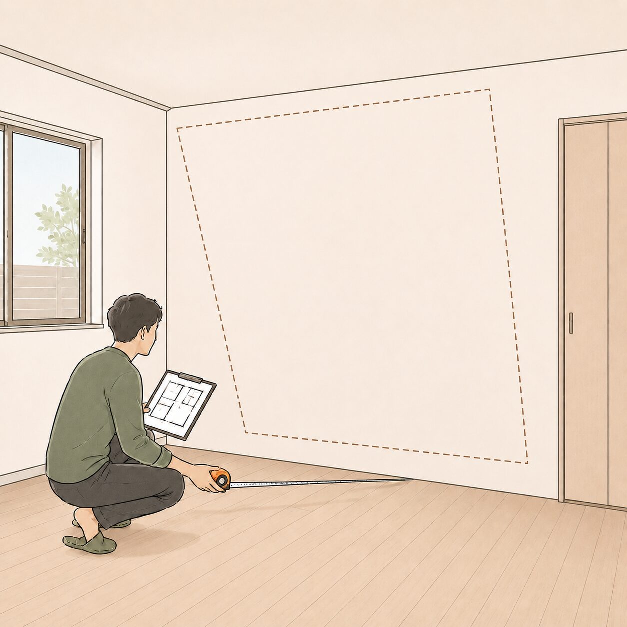 空いた部屋を測定する様子